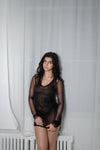 L.G.B Japanese Brand Sheer Long Sleeve Dress (Two Piece Set)