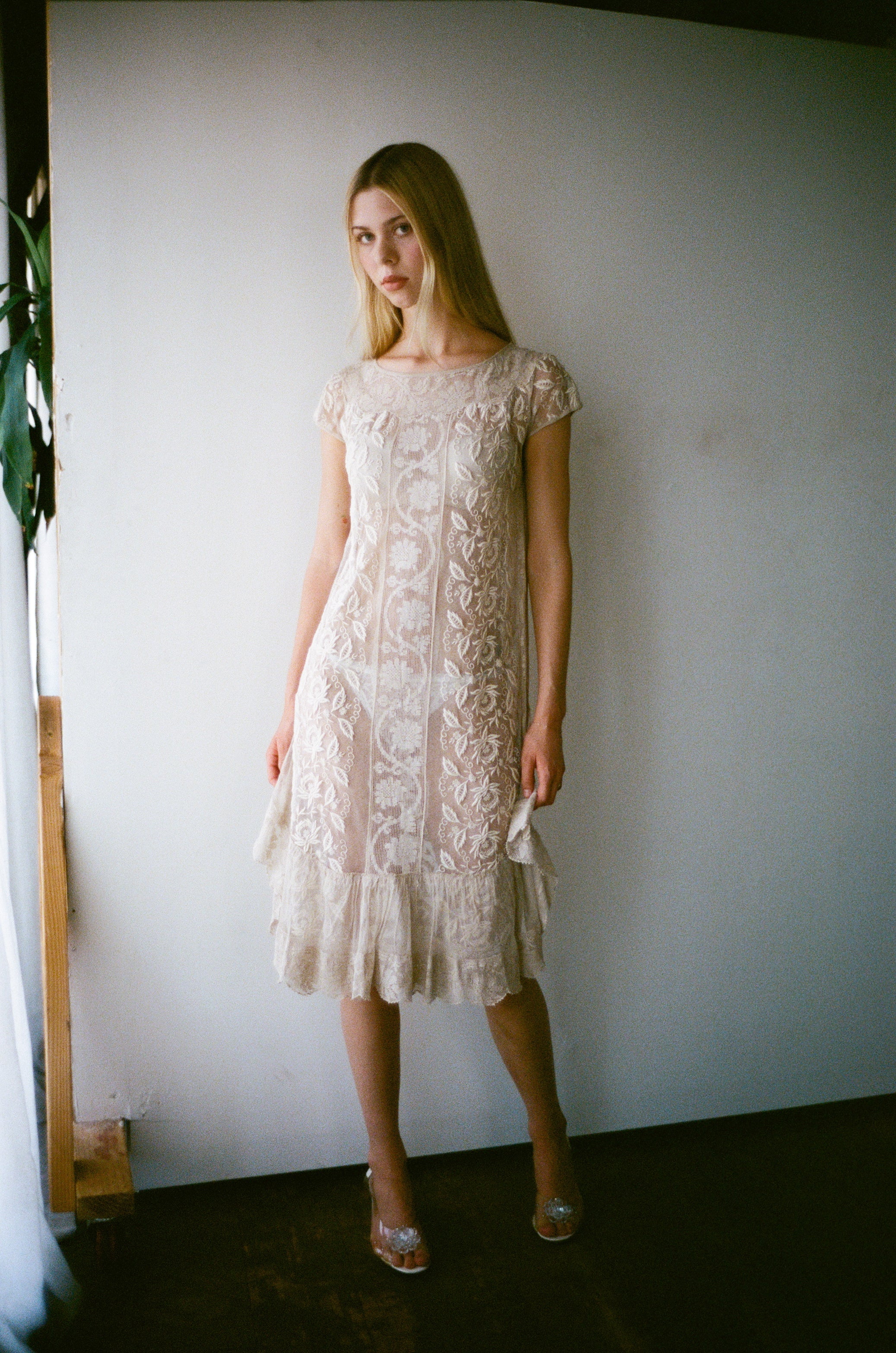 1920's Cream Lace Dress