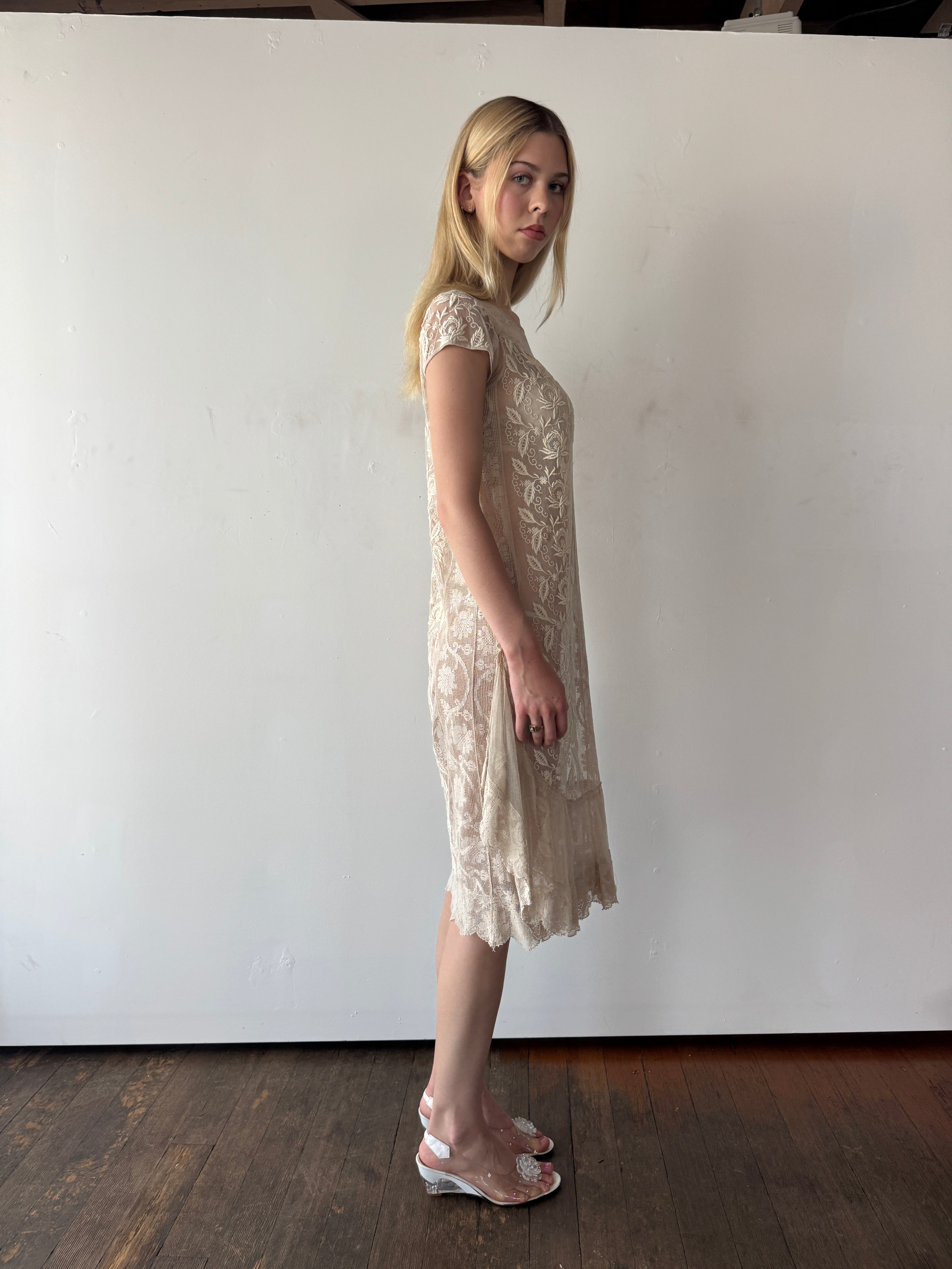 1920's Cream Lace Dress
