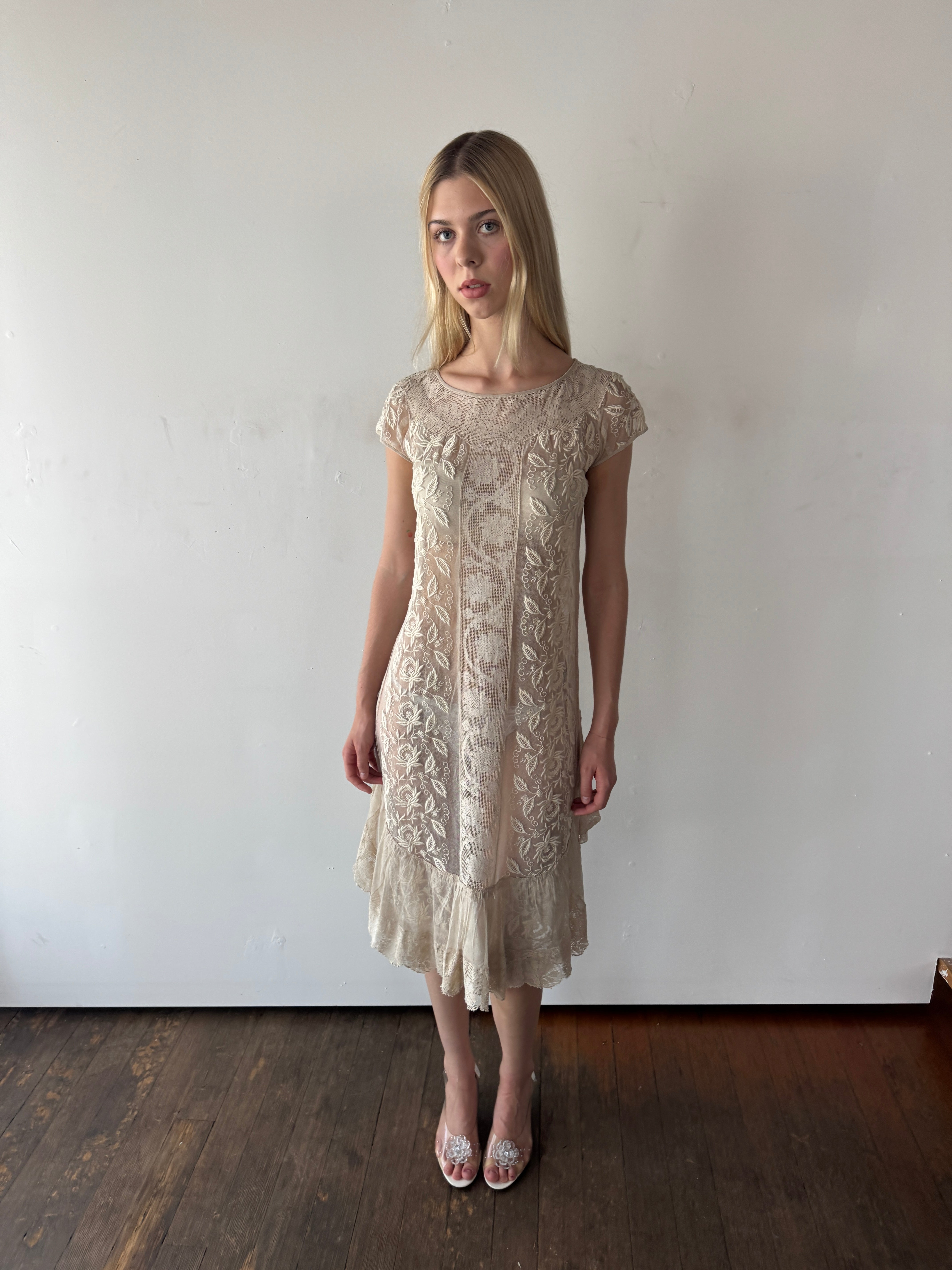1920's Cream Lace Dress