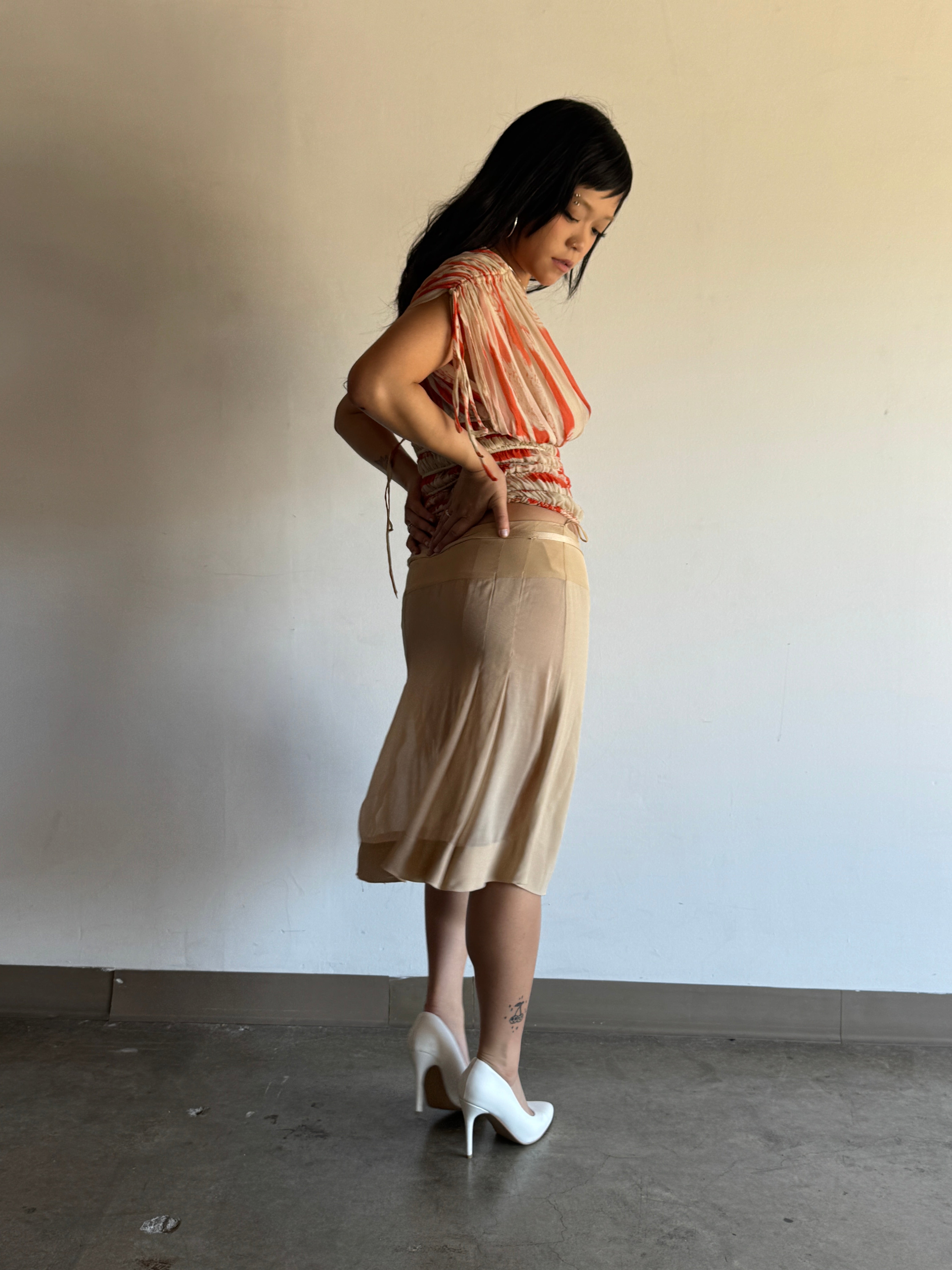 Prada Semi-Sheer Midi Skirt